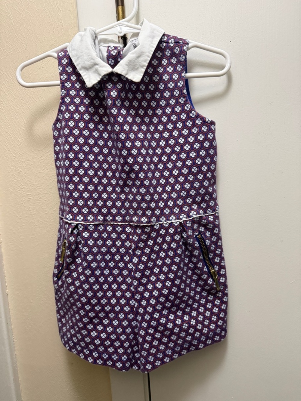 Janie and Jack White and Blue Patterned romper